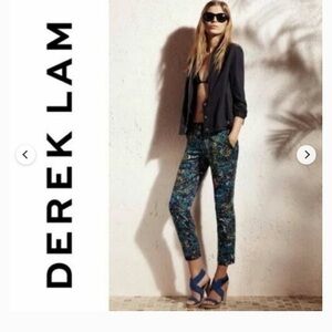 Derek Lam Teal & Navy Cropped Tapered Pants colorful spring cool girl